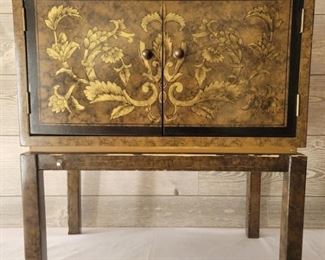 Italian Marquetry Inlaid Wood Standing Cabinet