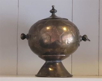 Copper & Brass Unique Lidded Pot on Stand
