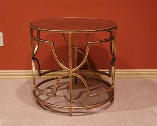 Mid Century Gold Accent Table w/ Smoky Mirror Top