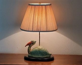Vintage Whimsical Nesting Crane Table Lamp w Shade