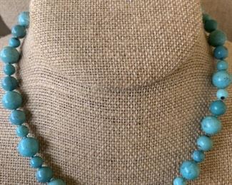 Turquoise Bead & Sterling Silver Necklace