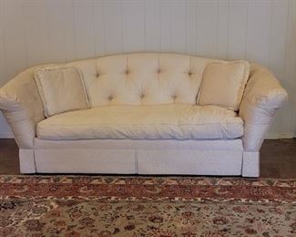 Cream Curved Tufted Back Robert Allen Sofa
