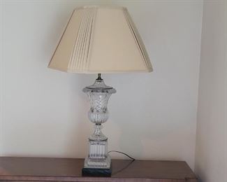 Vintage Crystal Table Lamp on Marble Base