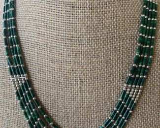 Liquid Silver Style Sterling Silver & Malachite