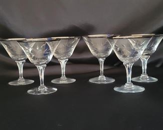 (6) Fostoria Etched Platinum Rim Champagne/Sherbet