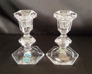 Pair Beyer Crystal Candlesticks, West Germany