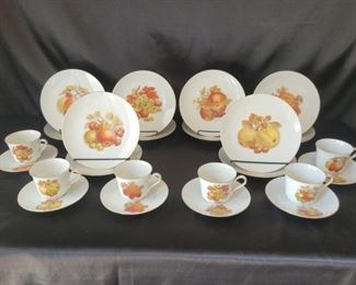(24) Vintage Bavarian China Dessert Set with Fruit