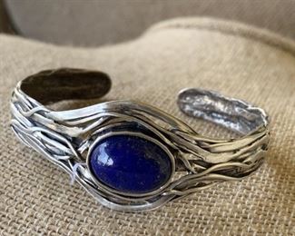 Sterling Silver and Lapis Cuff Bracelet