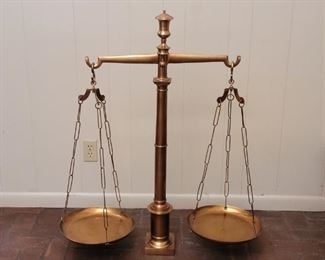 Mid Century Large Heavy Brass Scale