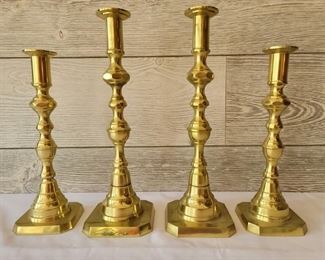 4 Vintage Brass Candlesticks