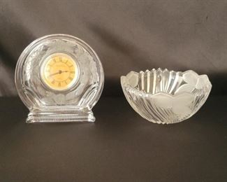 Vintage Crystal Clock, Japan & Crystal Candy Dish