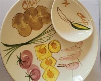 Ceramic Painted Chip and Dip Platter