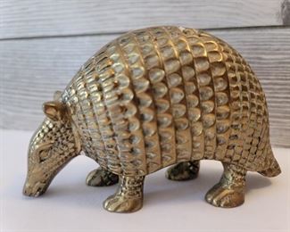 Mid Century Brass Armadillo Figurine is 5in Long
