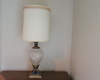 Vintage Crystal Lamp with Marble & Brass Base