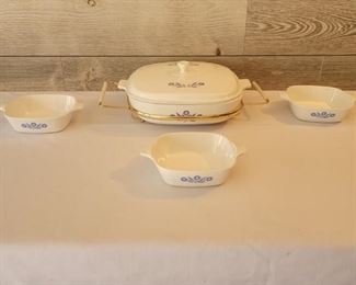 (4) Vintage Blue Cornflower Corningware