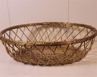 Heavy Brass Woven Style Basket, India