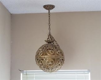 Mid Century Hanging Metal & Glass Light Fixture 1 of 2 in this auction