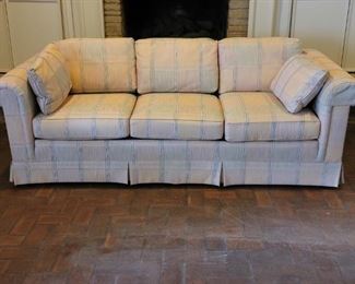 Traditional 3 Cushion Sofa with Striped Upholstery