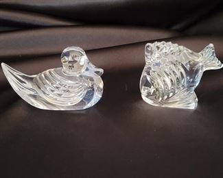 (2) Waterford Crystal Bird & Fish