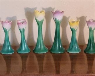 (6) Neiman Marcus Ceramic Tulip Candlesticks-Japan