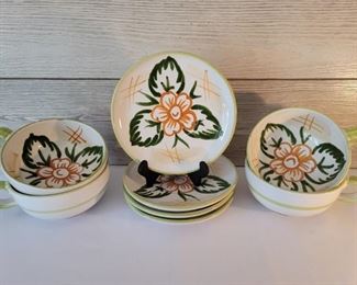 (8) Hand Painted Ceramic 4 Plates & 4 Bowls, Italy