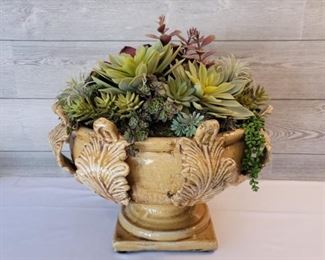 Faux Succulent Plants in Urn Vase