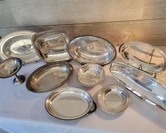 Silver Plate & Cast Aluminum Serving Pieces