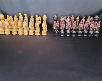 Hand Carved Wood Crusaders Set of Chess Pieces