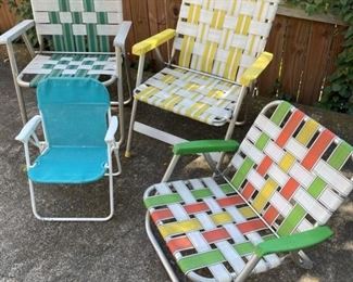Vintage Folding Mesh Lawn Chairs