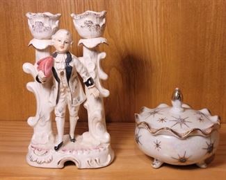 Figural Double Candlestick Holder & Trinket Box