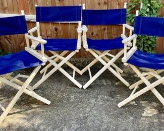 4 Blue Canvas Director's Chairs