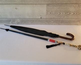 (2) Vintage Umbrellas, 1- Brass & Mother of Pearl