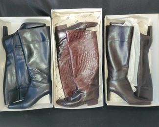 (3) Pair Leather Ladies Fashionable Boots, Size 9