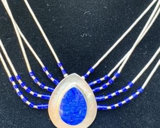 Sterling Silver and Lapis Liquid Silver Necklace