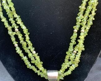 Sterling Silver and Peridot Necklace by Jay King, Hallmarked DTR