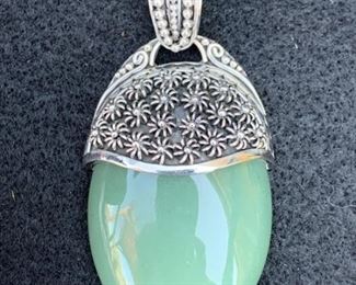 Sterling Silver and Jade Pendant Hallmarked BA