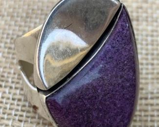 Sterling Silver and Purpurite Stone Ring by Jay King Hallmarked DTR Size 8
