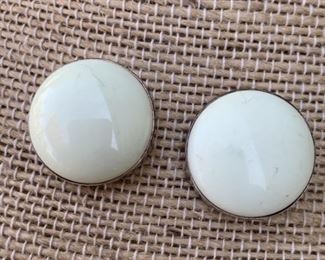 Sterling Silver and White Stone Earrings by Jay King Hallmarked DTR .75in