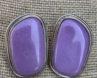 Sterling Silver Pierced Earrings with Lavender Colored Stones by Jay King Hallmarked DTR