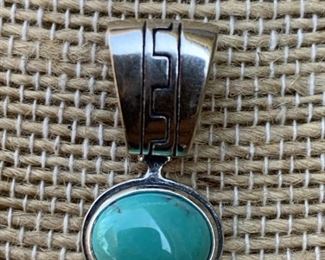 Sterling Silver and Turquoise Reversible Pendant