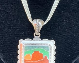 Sterling Silver and Multi Stone Necklace by Roderick Tenorio Hallmarked RMT