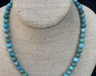 Turquoise Bead and Sterling Silver Necklace by Jay King Hallmarked DTR