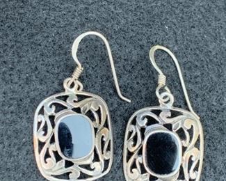 Sterling Silver and Black Onyx Earrings