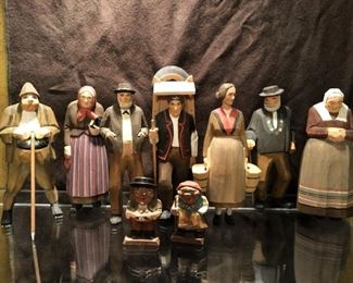 (9) Vintage Folk Art Alpine Swiss Figurines, Hand Carved in Switzerland