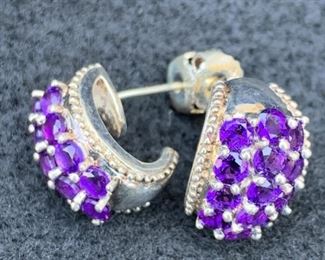 Sterling Silver and Amethyst Earrings