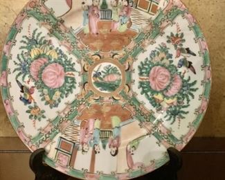 Vintage Chinese Medallion Plate, Carries Vintage Era Export Stamp