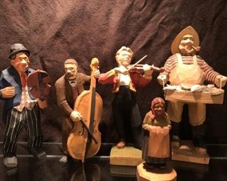 (5) Vintage Folk Art Alpine Swiss Figurines, Hand Carved in Switzerland