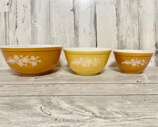 (3) Pyrex Golden Butterfly Mixing Bowls