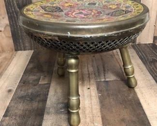 Antique Persian Brass Foot Warmer Stool