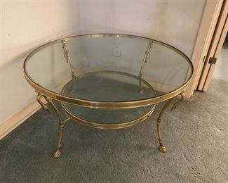 Brass & Glass Round 2-Tier Coffee Table